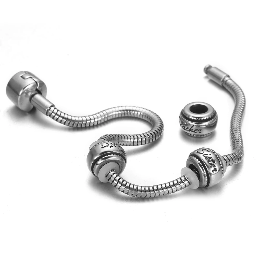 Perline Eruopean in acciaio inossidabile 5mm fori cursori incantesimi per padella serpente catena bracciale creazione di gioielli accessori fai da te