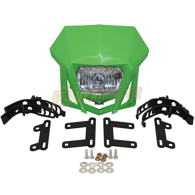 Motorrad Scheinwerfer Verkleidung Universal- Dual Sport Motorrad Scheinwerfer Schmutz Fahrrad Kopf Lampe Moto-Cross für HONDA XR CRF 150 230: Grün