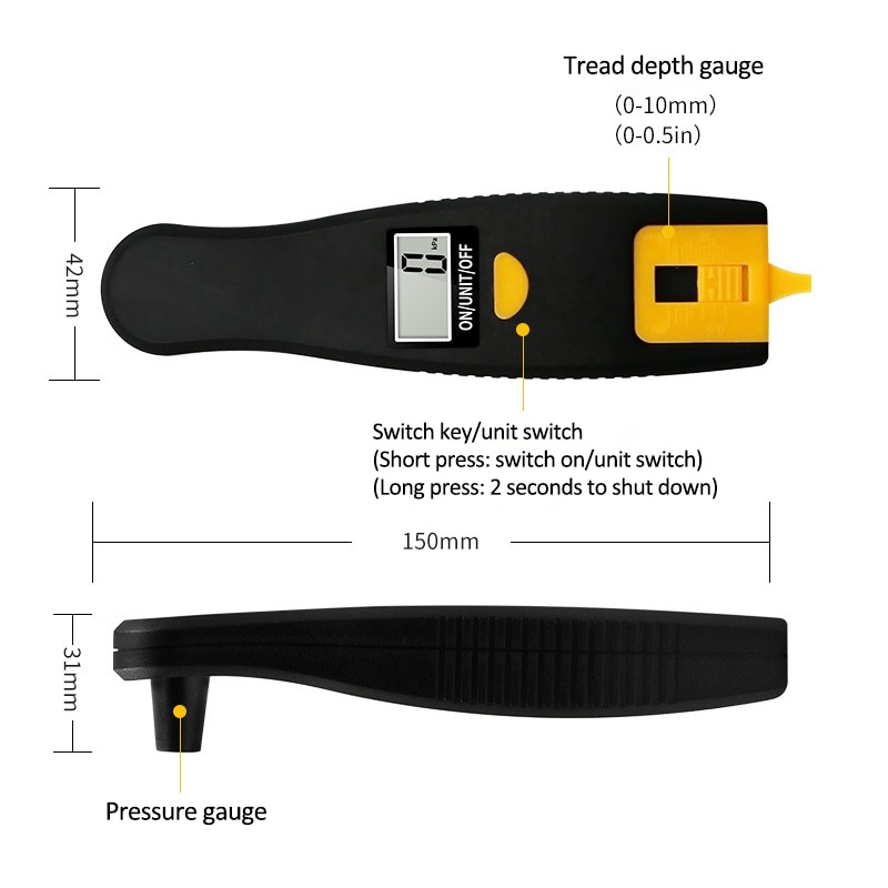 Digital LCD Tire Pressure Gauge Monitor Tread Detection Backlight Tyre Air Meter Truck Motorcycle Bike Car Auto PSI Manometer