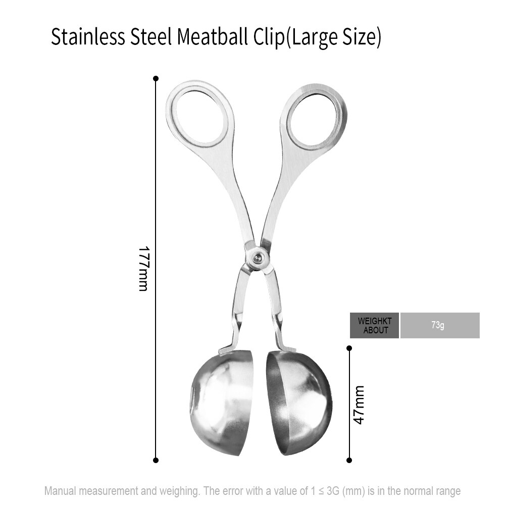 Meat Baller None-Stick Meatball Maker with Detachable Stainless Steel Meat Baller Tongs Cake Pop Ice Tongs Cookie Dough Scoop: large