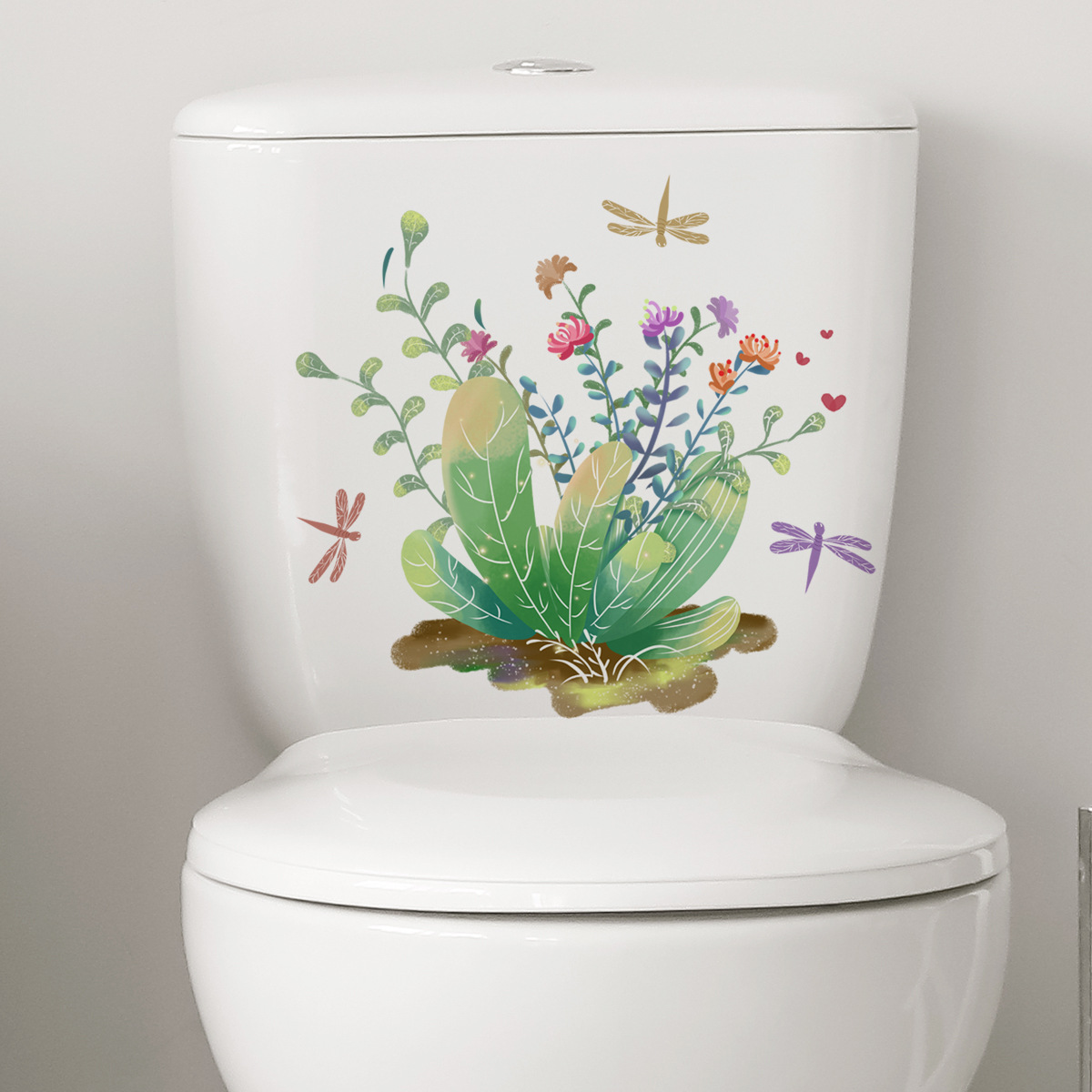 Pegatinas de pared de hojas de plantas verdes, decoración del hogar, calcomanías de flores para baño, WC, pegatina autoadhesiva para Mural extraíble: Oro