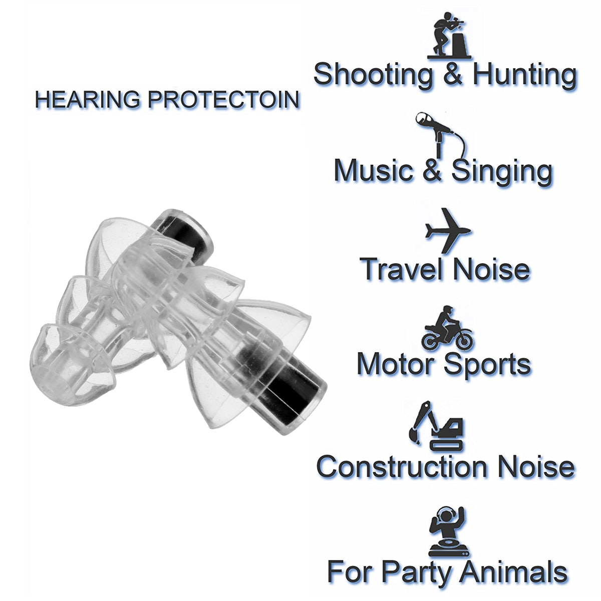 Auriculares de silicona de 27db con filtro para músicos, tapones para los oídos con reducción de ruido, protección auditiva, reutilizables, cuidado del sueño para DJ