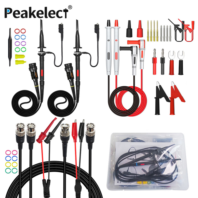 Peakelect P1260D Multimeter Test Leads kit + Oscilloscope Probes + BNC Test Leads Replaceable Multi-function Test Accessories: P1260D Kit