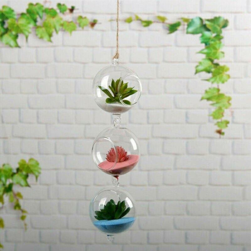 Blomma växt klart glas vas hängande planter terrarium behållare fest bröllop dekor flaska kruka hem trädgård boll rund vas