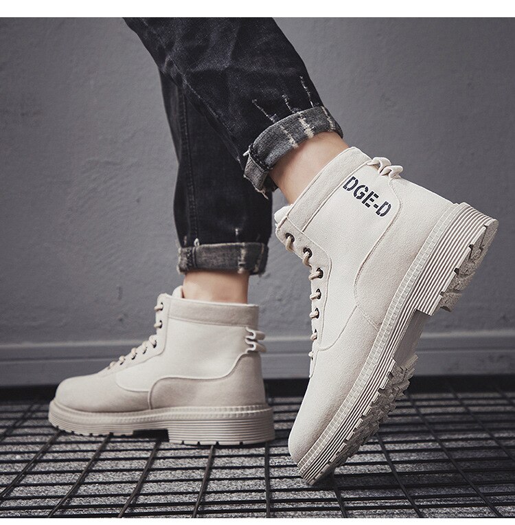 men casual shoes hip hop pu leather Desert boots Locomotive boots Outdoor sports travel shoes