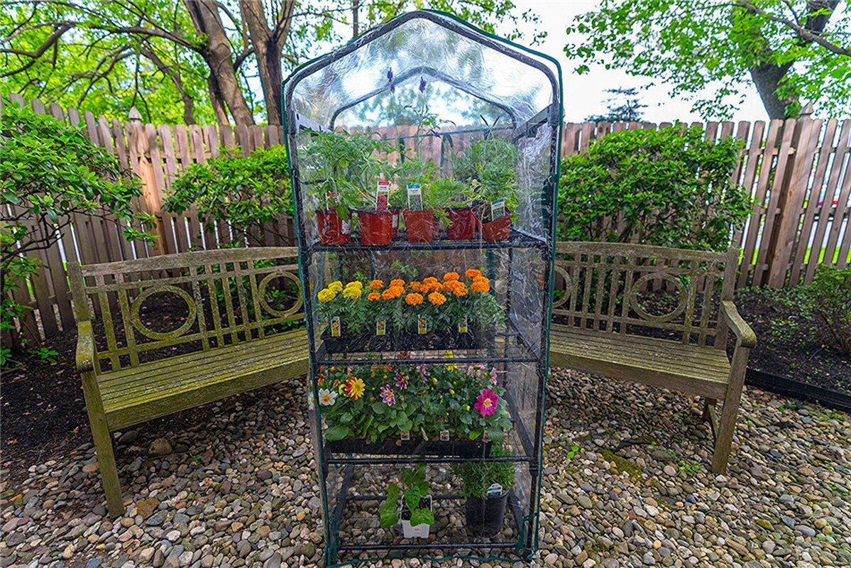 Outdoor 4Tier Mini Gewächshaus Zipper PVC Grün Ha... Vicedeal