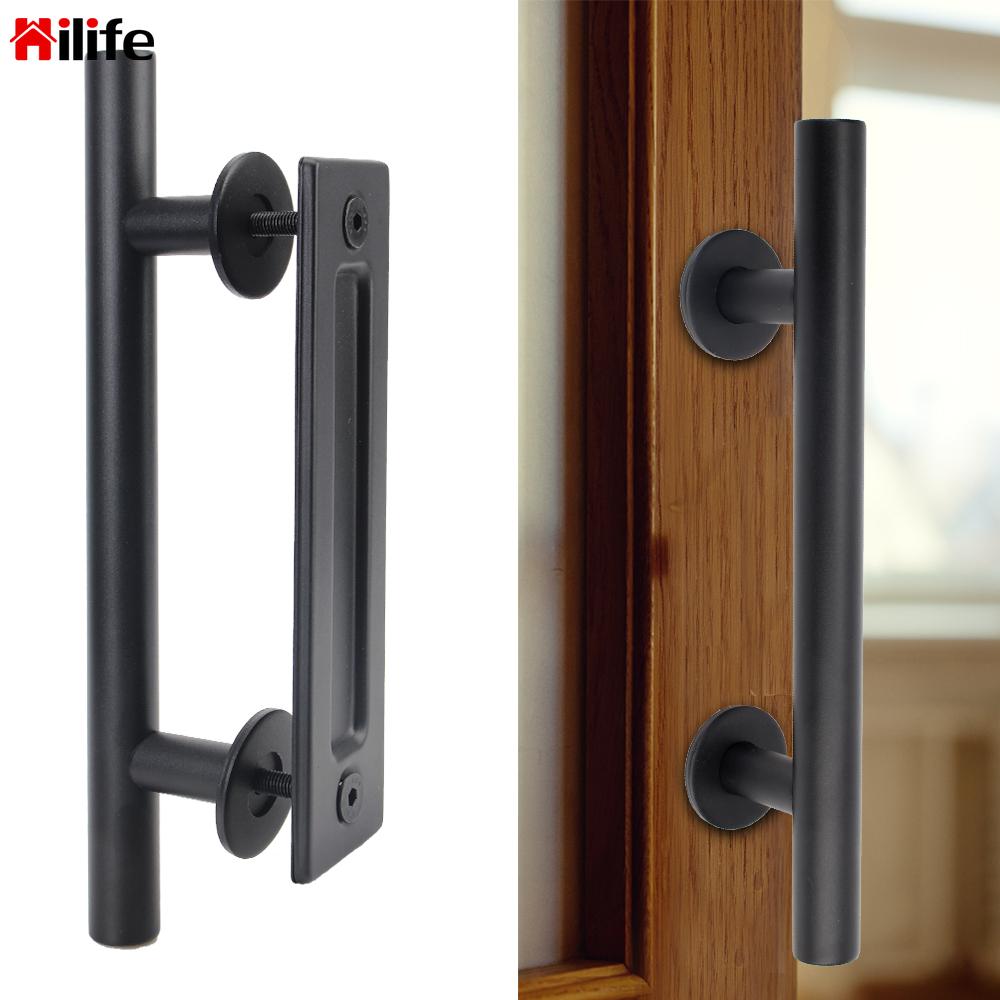 Pull Flush Recessed Wood Door Handle Sliding Barn Door Handle 35-45MM For Cabinet Cupboard Interior Door Furniture Hardware Set