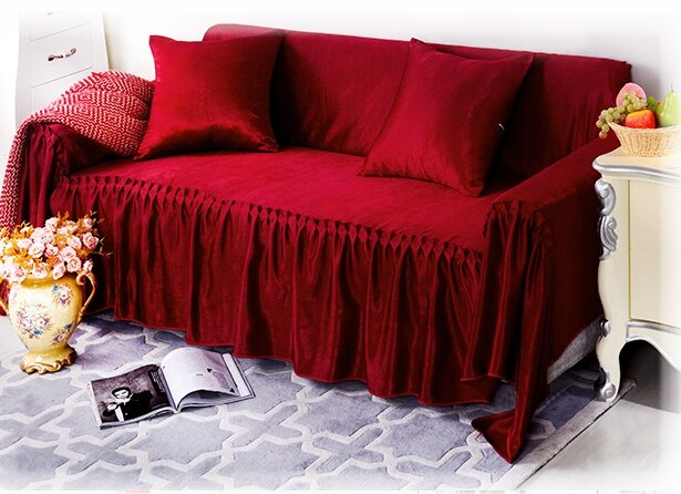 Solid Color Universal Couch Cover for Living Room Furniture Single/Two-seater Sofa Set Slipcovers Four Season: red / 1-Seater 90-140 cm
