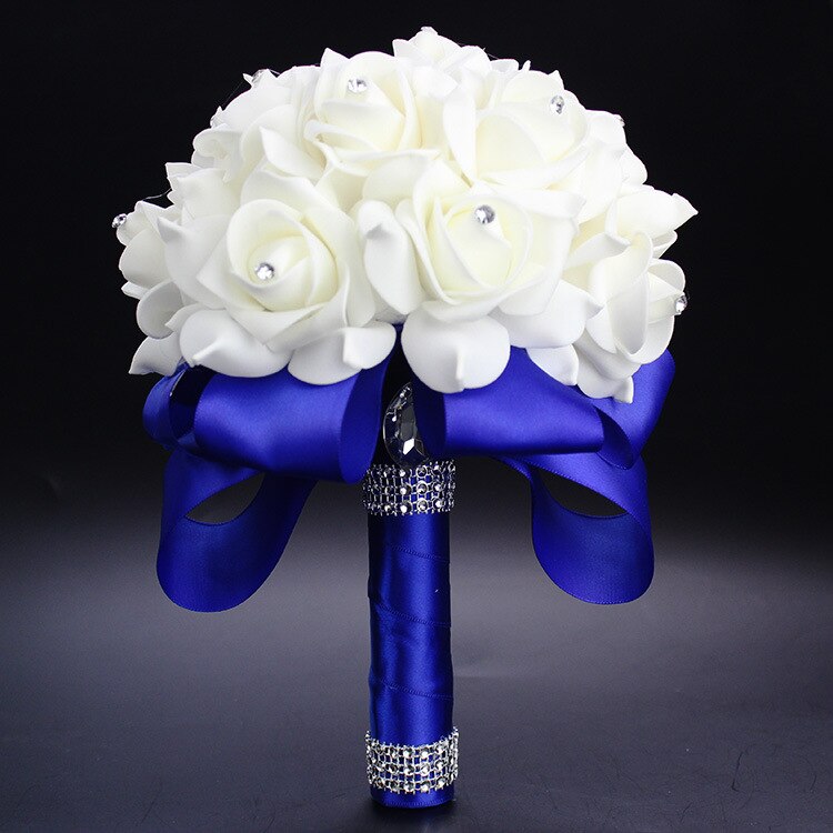 barato Prom bebé flor azul broche De ramo De Bodas De Boda boda Ramos PE Rosa diamante cinta ramo AA30: blue