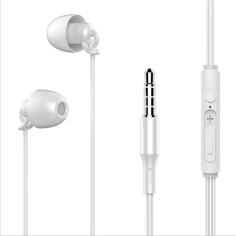 3.5 High Fidelity Silicon Soft Sleep Headset with Microphone and Noise-cancelling Headset for All Mobile Phones: white Upgraded