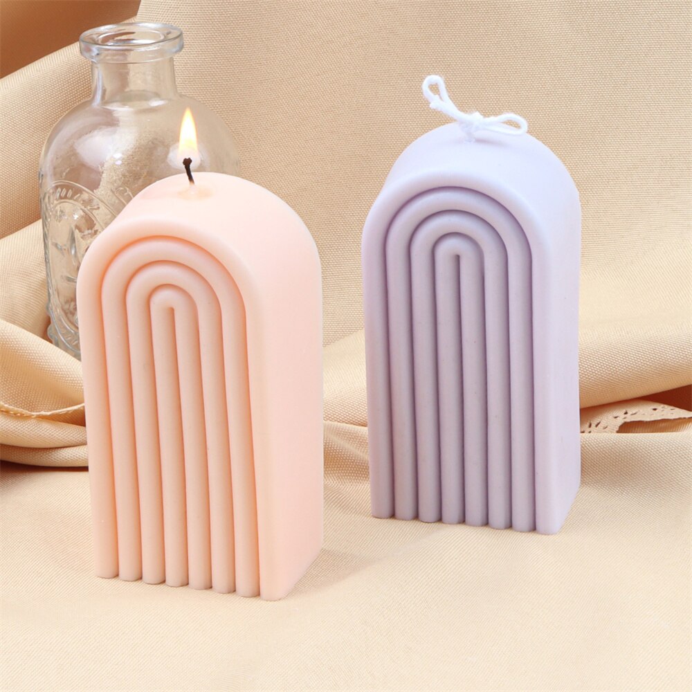 Geometric Rainbow Candle Mold Striped U-Shaped Silicone Mold Simple Lines Plaster Epoxy Mould Abstract Architectural Resin Tool