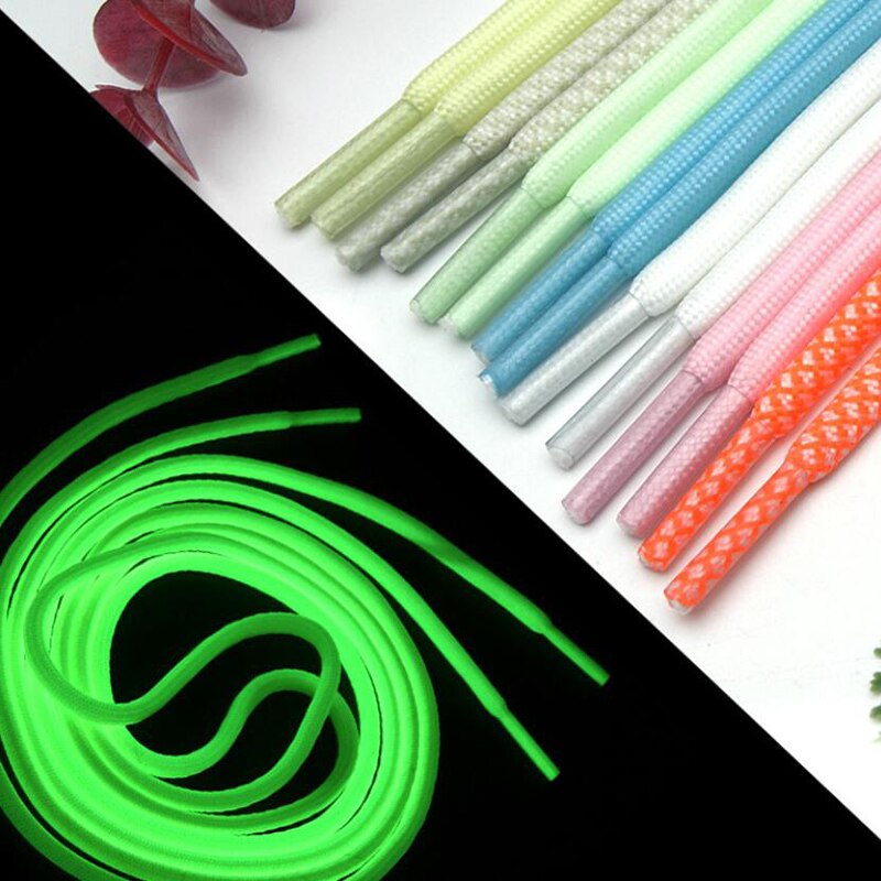 Lacets de sécurité fluorescents unisexe, 1 paire, 120/140cm, ronds et phosphorescents, pour chaussures de Sport, basket-ball en toile