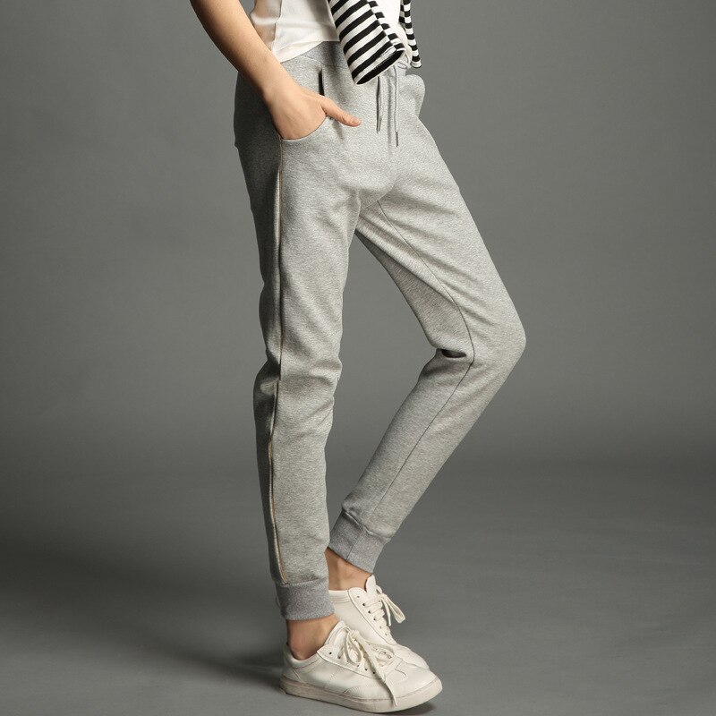 Female Loose Cotton Running Trousers Sport Pants Women Fitness Jogging Pants Women Workout Sports Training Pants Gym Sportswear: Light Grey / XL