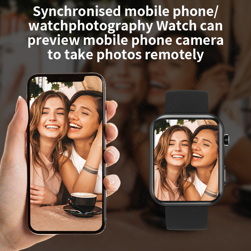 LIGE Nuovo Smart Watch Uomo Fotocamera Scatta foto Registra video Frequenza cardiaca Sport Fitness Impermeabile Chiamata BT Smartwatch per Android iOS