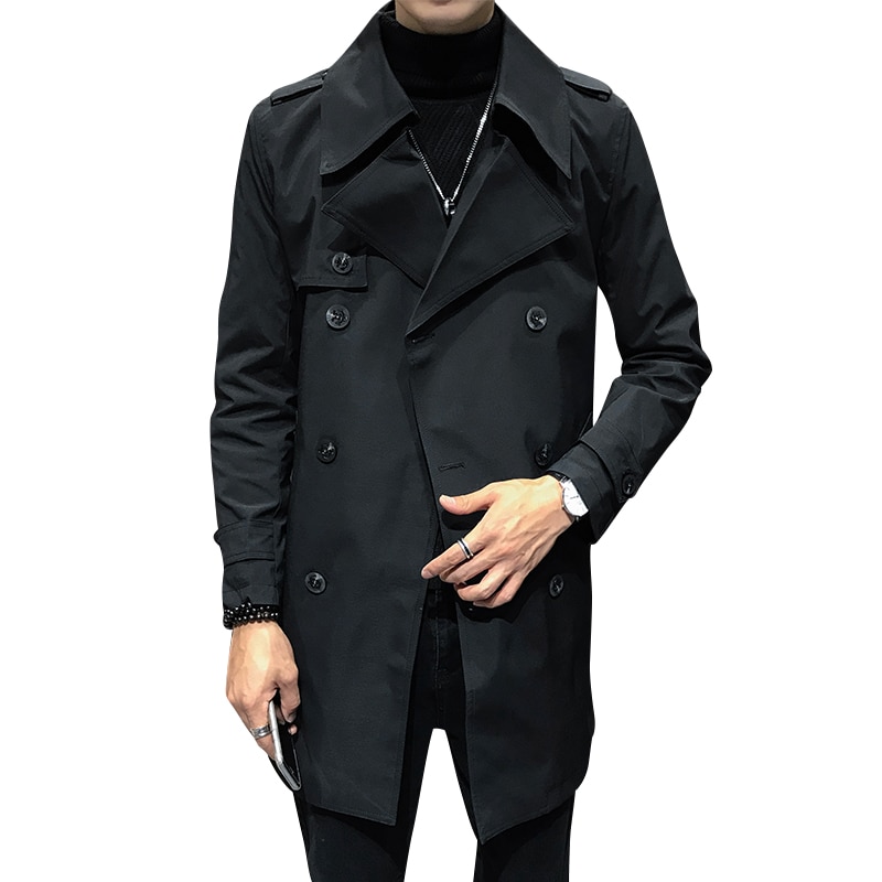Heren Double Breasted Trenchcoat Heren Off White Trenchcoats Britse Heren Lange Jassen Engels Mantel Klassieke Windjack Elegante