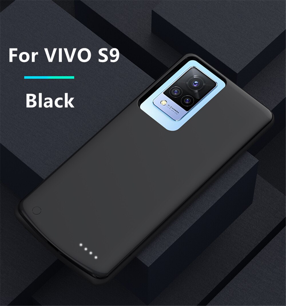 Siliconen Acculader Gevallen Voor Vivo S9e 5G Batterij Case 6800Mah Backup Powerbank Opladen Cover Voor Vivo S9 power Bank Case: S9 Black