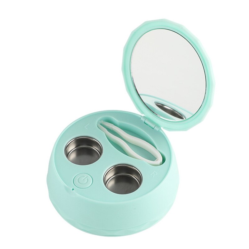 Ultrasonic Contact Lens Cleaner Contact Lenses Case Box Time Adjustment Ultrasound Cleaning Machine Bath Washer: Blue