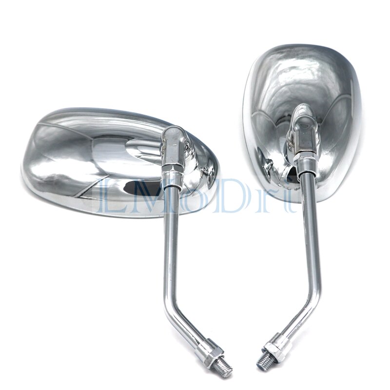 Motorcykel spejle krom 10mm tråd universal motorcykel set bagfra ovale sidespejle tilbehør 2 stk/par