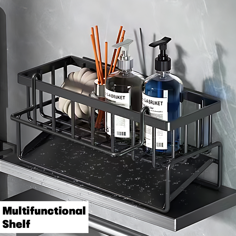 Kitchen sink drain rack organizer abs plastic self-draining sink shelf soap sponge holder dish towel towel rack filter baskets