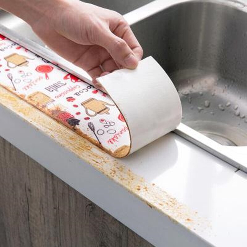 Cinta autoadhesiva de absorción de humedad para lavabo de cocina, adhesivo impermeable para fregadero de baño, pegatinas de tela no tejida, 2,8 m x 80mm