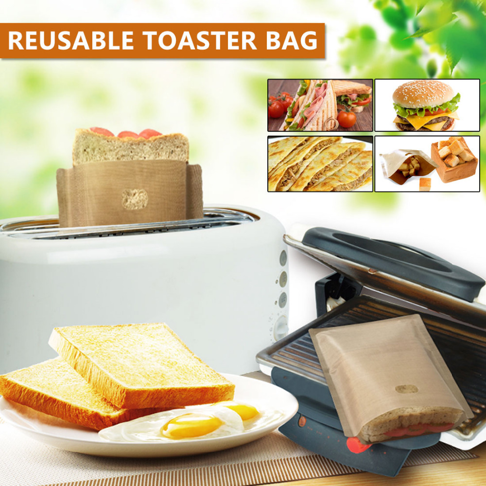 Genanvendelig brødristerpose non stick brødpose sandwichposer belagt glasfiber toast mikroovn opvarmning wienerbrød værktøjer