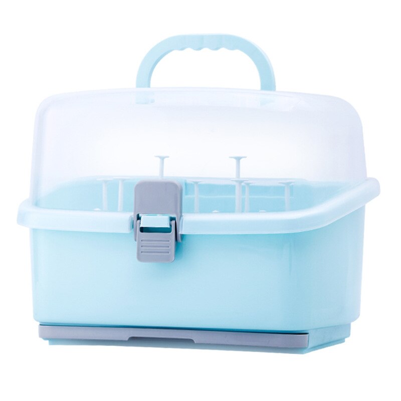 Baby sealed Portable Bottle Nursing Bottle Storage Box Portable plastic with drain tray bottle storage box