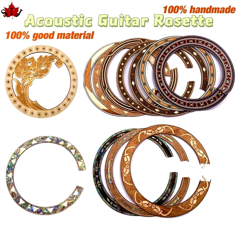 Rosette pour guitare acoustique classique, 2 pièces, cercle en bois de rose, trou de son, incrustation de décalcomanie, pièces de guitare acoustique