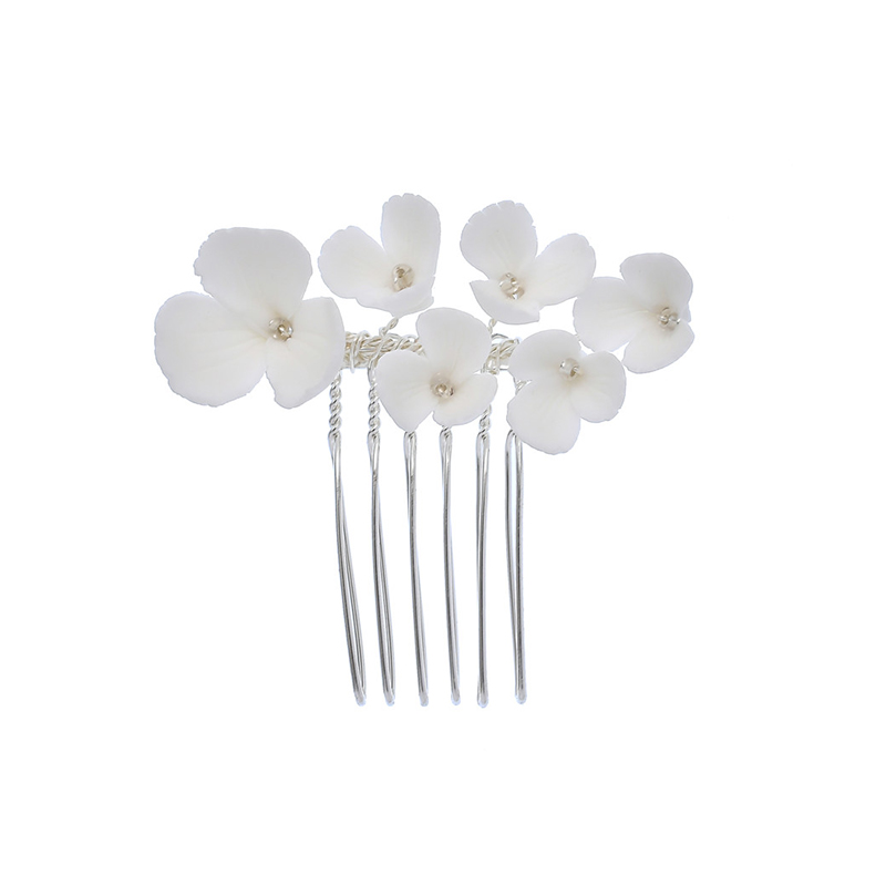 Handmade Bride Headpiece biżuteria ceramiczna kwiatowa do włosów grzebień zestaw klipów wsuwka ślubne ślubne akcesoria do włosów: AS8201 small comb