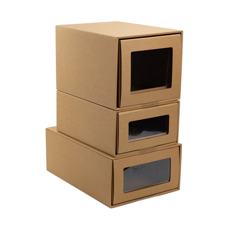 1pc Thickened Kraft Cardboard Box Drawer Shoebox Space Saving Storage Organizer Container Box Sports Shoes High Heels Holder