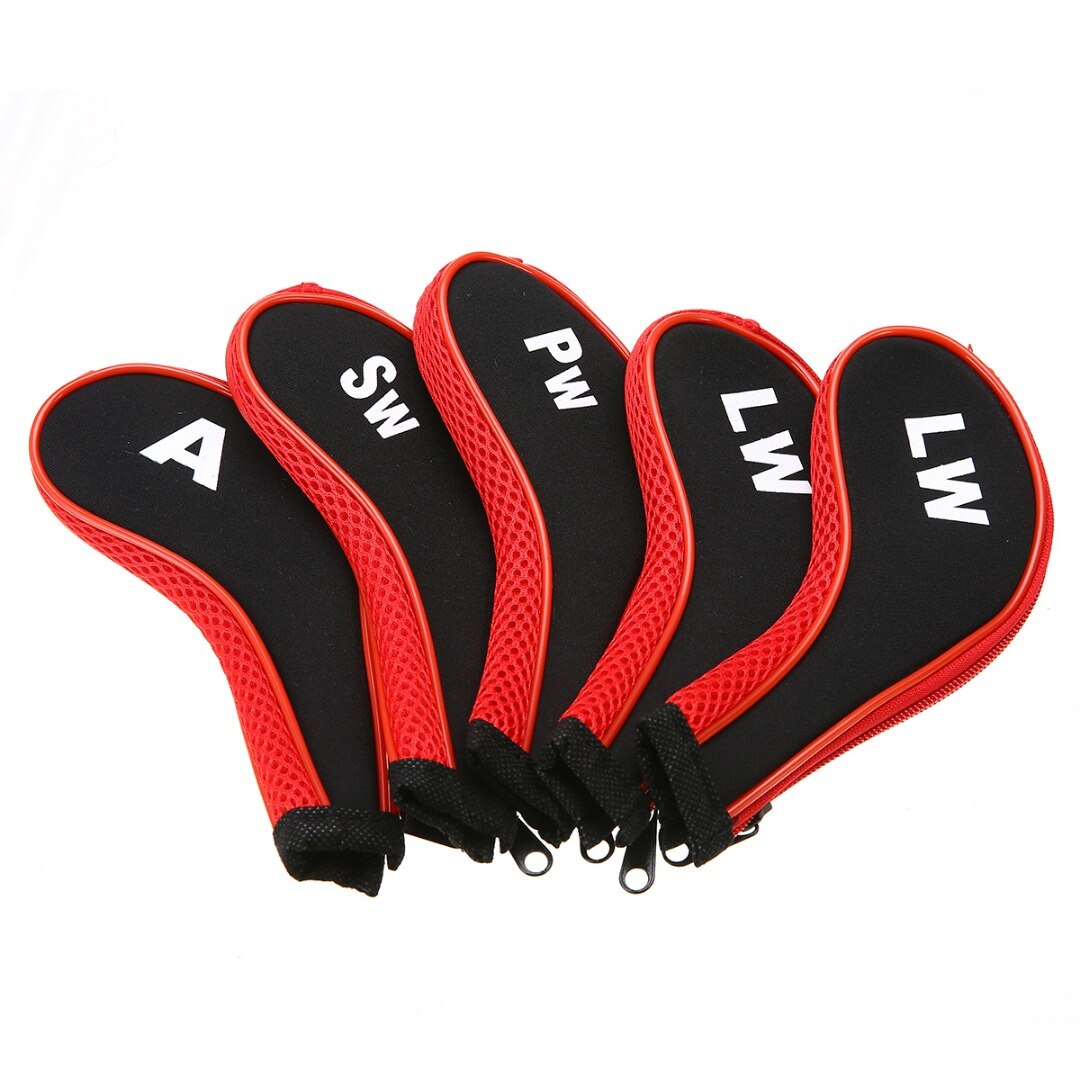 Alta qualidade 12 pçs de borracha neoprene golf club head cover ferro putter com zíper longo pescoço proteger conjunto número impresso