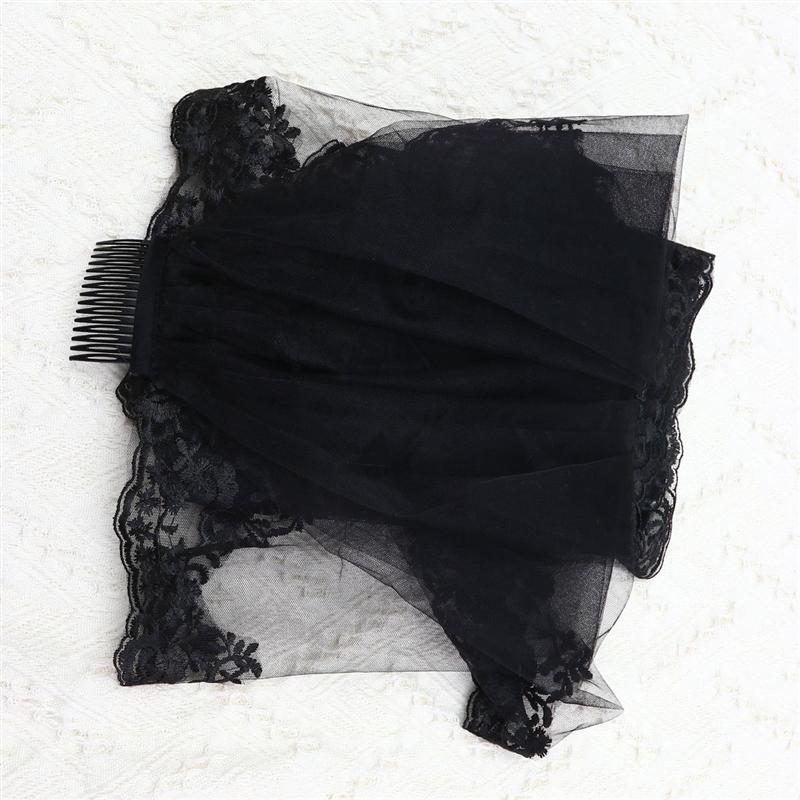 Double Layer Thick Wedding Veil Black Lace Bride Veil Long Wedding Veil for Bride Marriage Wedding Accessories