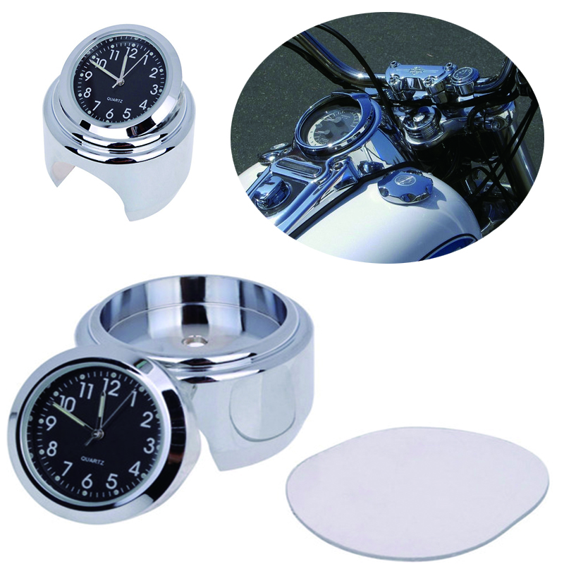 Voor Harley Motorfiets Accessoires Zilver Aluminium Waterdicht Motorfiets Stuur Montage Dial Klok Quartz Klok Horloge