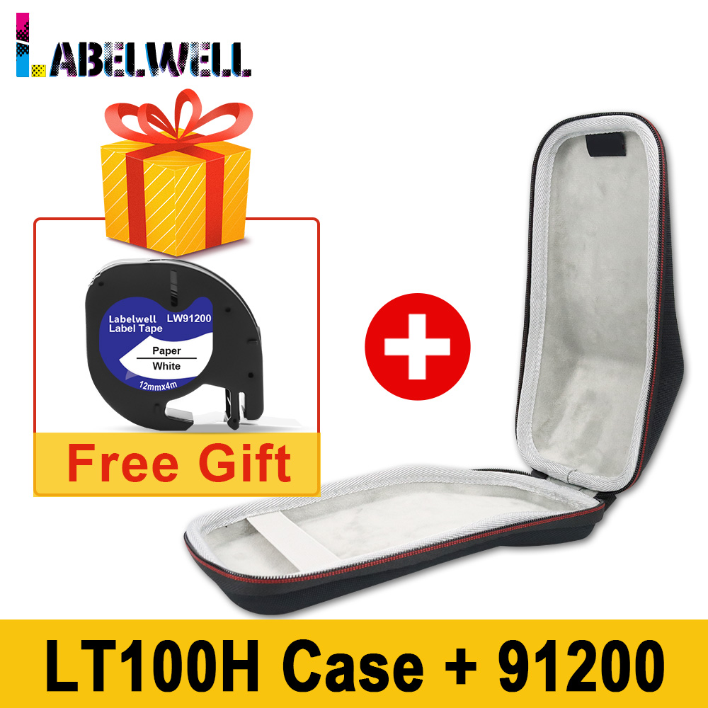 Labelwell futerał ochronny do Dymo LetraTag LT-100H LT100H drukarka do etykiet EVA twarda obudowa do przenoszenia podróży drukarka do przechowywania z 91201: 1Pcs Case and 91200