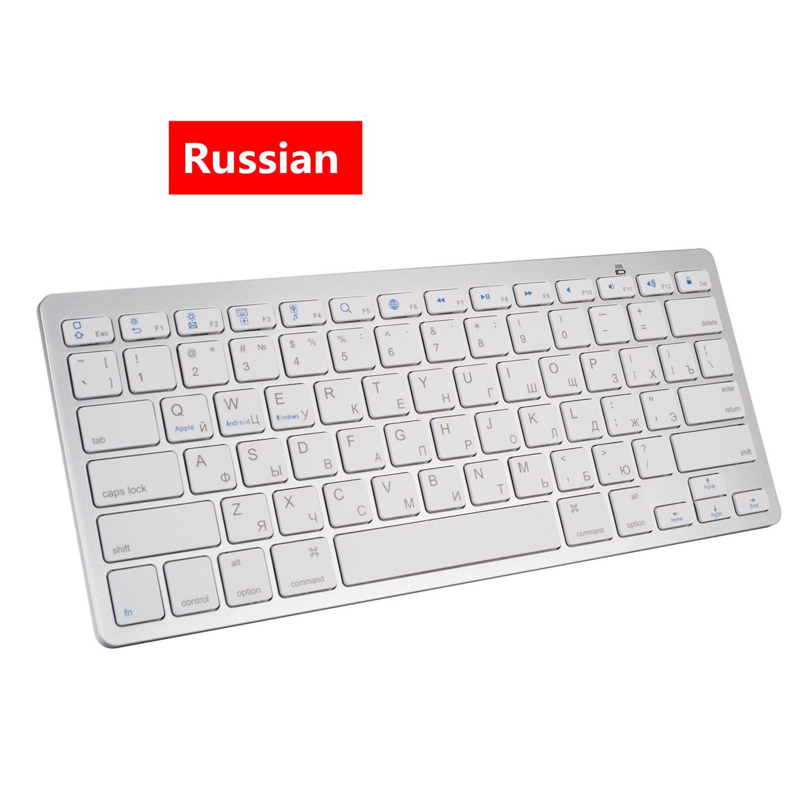 Universal wireless bluetooth keyboard contains seven national languages Ultra-thin 9.7 inches suitable for business office: E