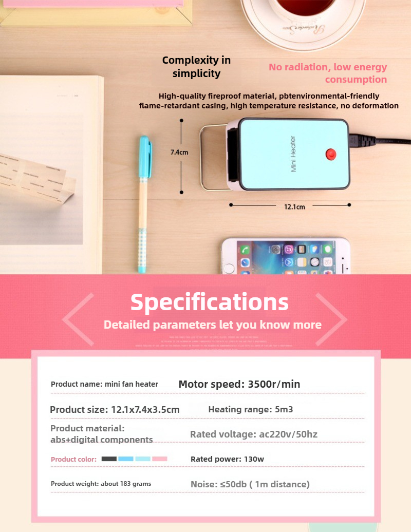 130W Huishoudelijke Snelle verwarming Mini HVAC Systemen Verwarming Draagbare Office Desktop Heater Slaapzaal Energiebesparende Elektrische Kachel