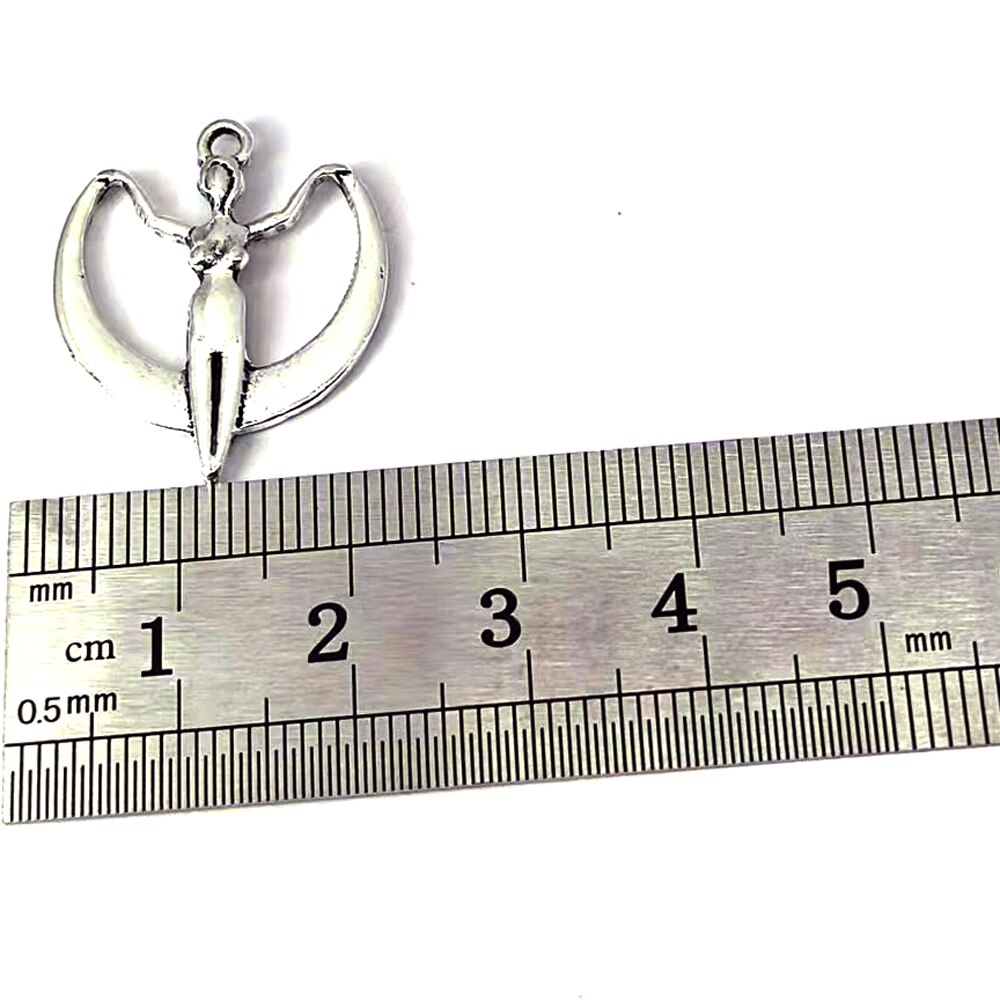 Pewter Crescent Triple Moon Goddess Pendant Necklace, Pagan Wiccan Jewelry