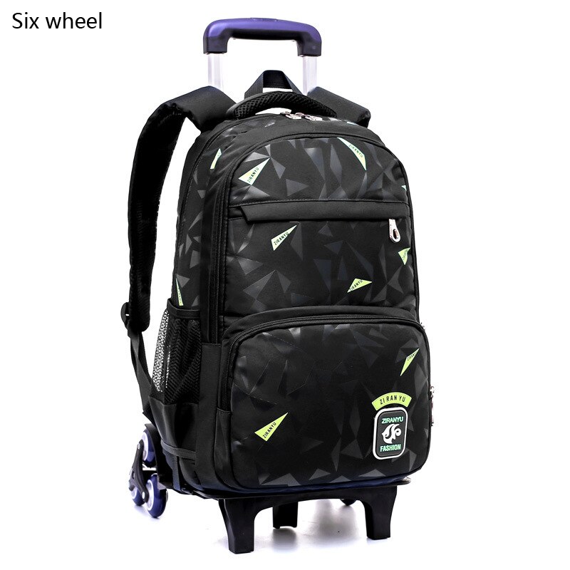 Categorias 4-9 crianças trolley schoolbag sacos de livro meninos meninas mochila crianças removível à prova dwaterproof água sacos de escola com 2/6 rodas escadas: DD912306YE