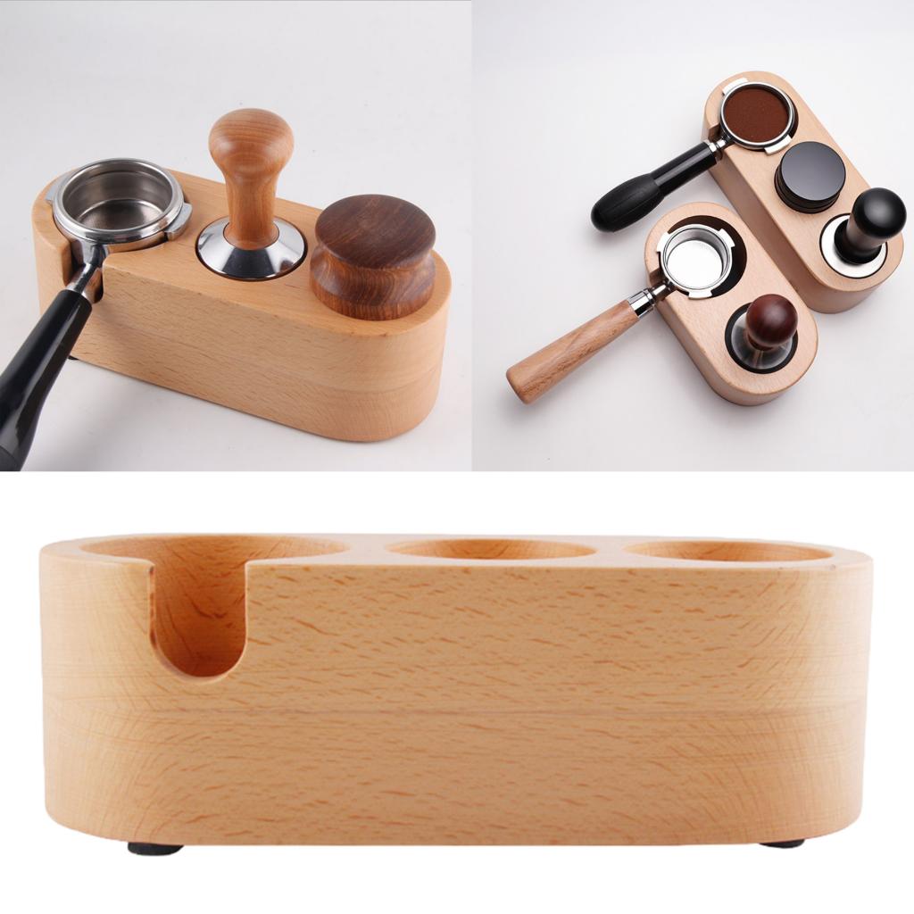 Coffee Temper Stand, Sturdy Wooden Tamping Stand for Coffee Machine Coffee Tamper BaseAnti-slip Hand Coffee Tampers Accessories
