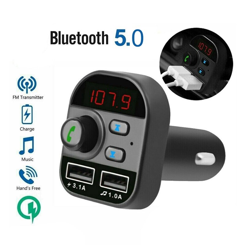 Car Bluetooth Wireless Adapter FM Transmitter MP3 Radio Music Player Car Kit 2 USB Charger with Hands-Free Calling