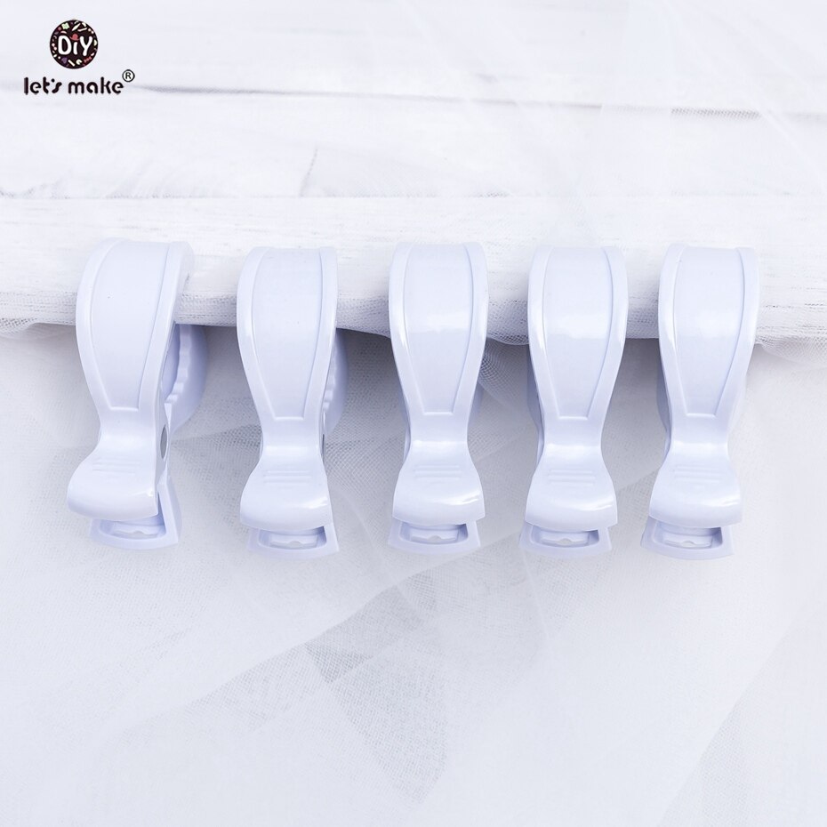 Let's make Stroller Plastic Clip Pram Clips 5pc/lot Multiple Colour Baby Shower Universal Clip Baby Nursing Accessories: white