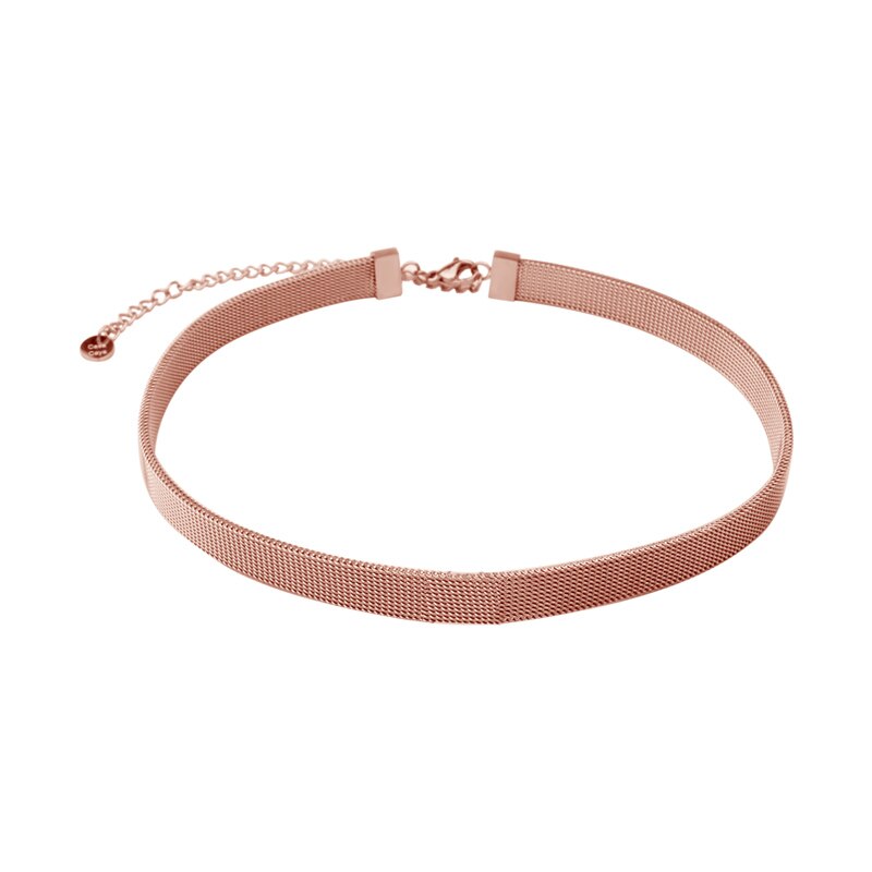 FINE4U N534 Stainless Steel Choker Necklace Adjustable Mesh Belt Necklace For Women Teen Girls DIY Jewelry Making: Rose Gold