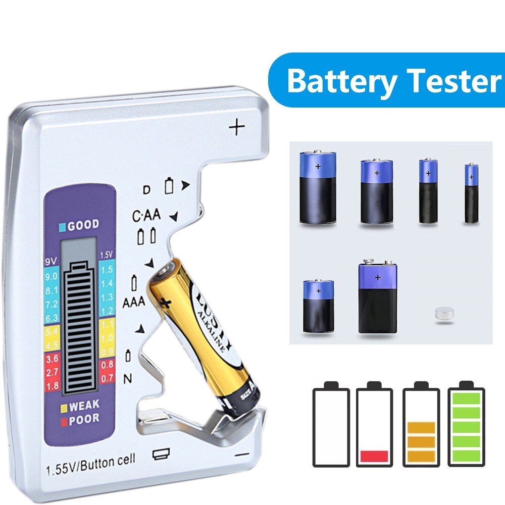 Digital Battery Tester LCD Bar Graph Display Capacity ABS Portable Home Batteries Meter Tool Inspection Electrical Instruments