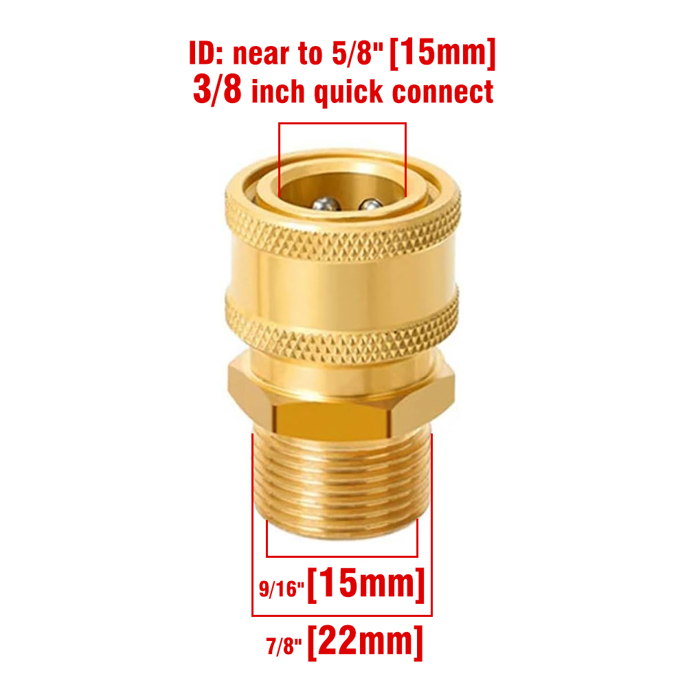 Pressure Washer Quick Disconnect Adaptor Set M22-15mm to 3/8 Quick Release Couplers for Attach Hose to The Water Pumps 5000 PSI: Pink