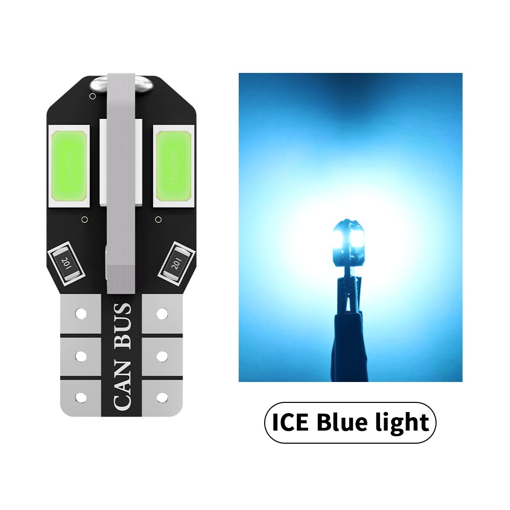 2x t10 w5w canbus led polttimo 8 smd 5630 194 automaattinen välys kiilan puoleinen takaluukun valo 12v 6000k lukuvaloa ei virhettä valkoinen punainen: Jäänsininen