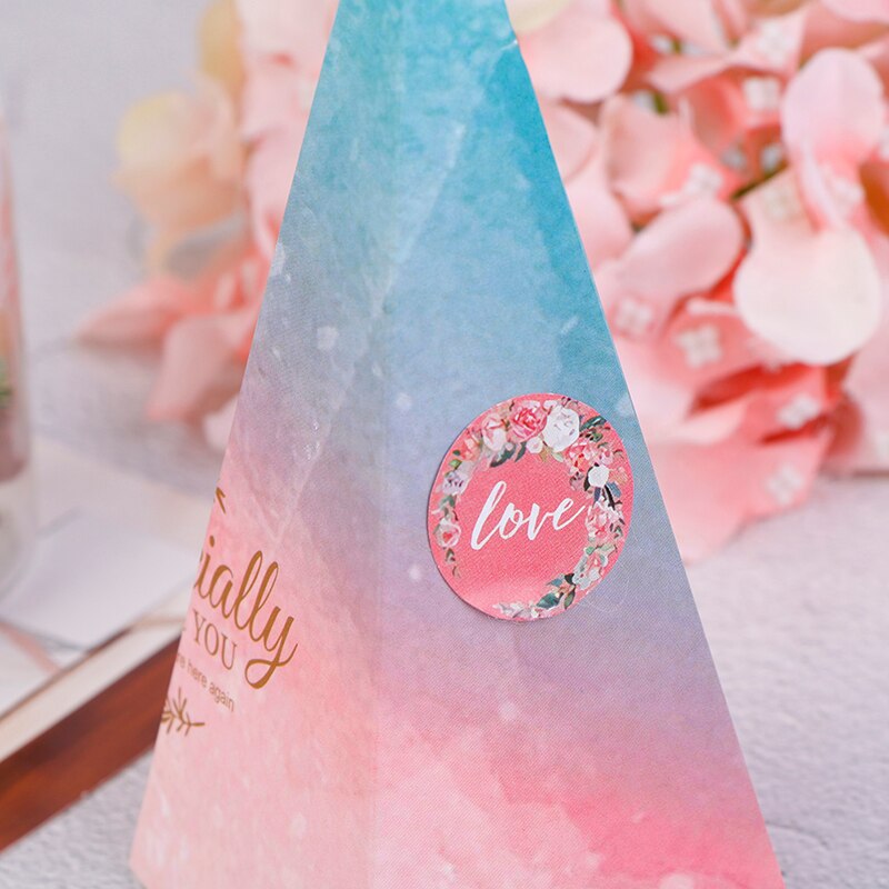 500 Pcs Roze Bloem Stickers Rolls Leuke Stickers Etiketten Voor Box Wedding Party Scrapbooking Enveloppen Seal Stickers