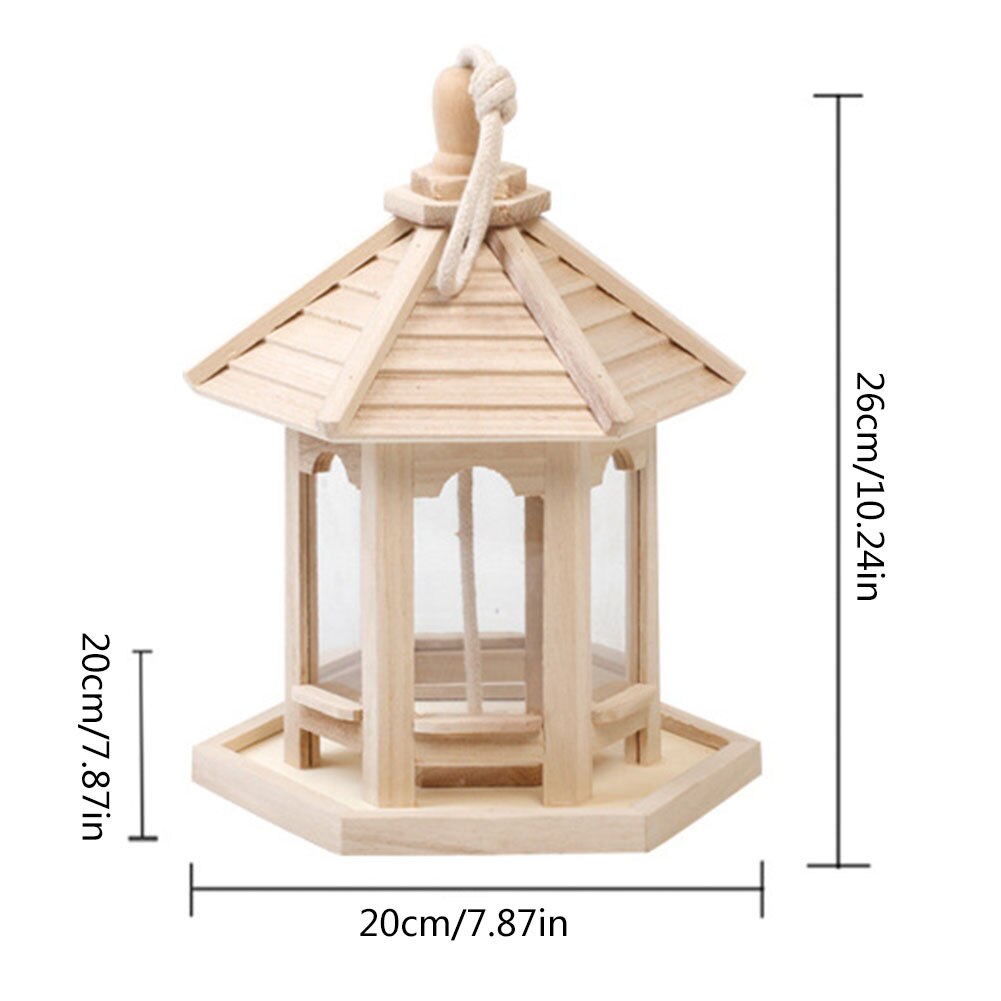 Wooden Bird Feeder House Nest Wild Bird Feed Dispenser Wooden Bird Feeder Bird House With Roof Bird Home Garden Yard Decoration