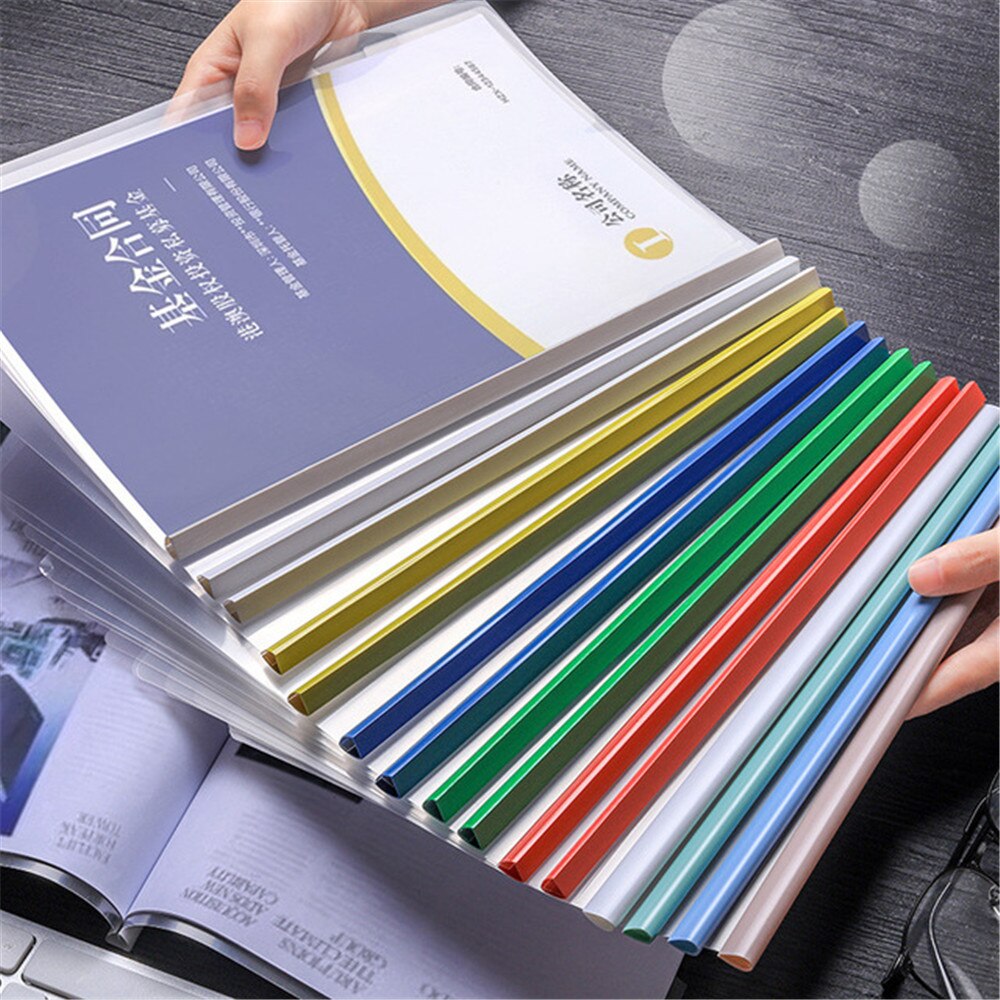 5pcs A4 Transparent File Folder with Plastic Clip Documents Protective Sleeve Papers Organizers School Office Accessories