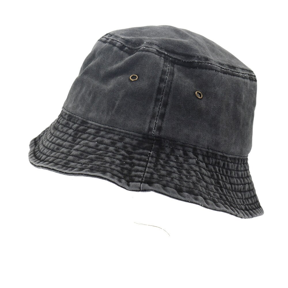 Kvinner løkkuppel folding utendørs sunhade bomull fiskere caps panama strandvasket denim bøttehatter: 2