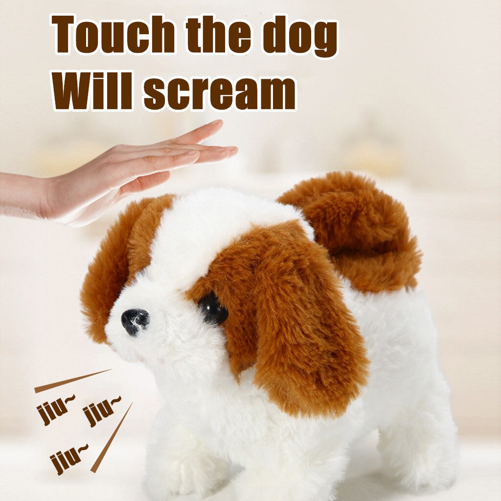 1PCS Electric Toy Soft Realistic Teddy Dog Plush Walking Glowing Barking Dog Funny Simulation Moving Plush Stuffed Doll Toys