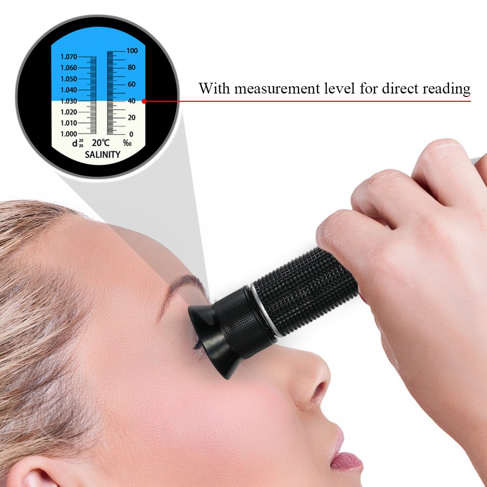 ATC Salinometer Seawater Salinity Refractometer with 0-100% Measuring Range 1.00-1.07 Specific Gravity